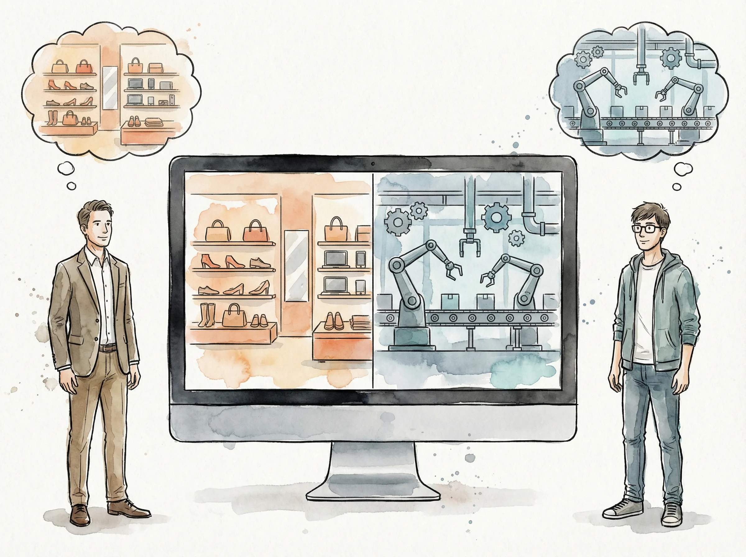 1台のPCをエンジニアは工場、非エンジニアはショールームとして認識する概念図