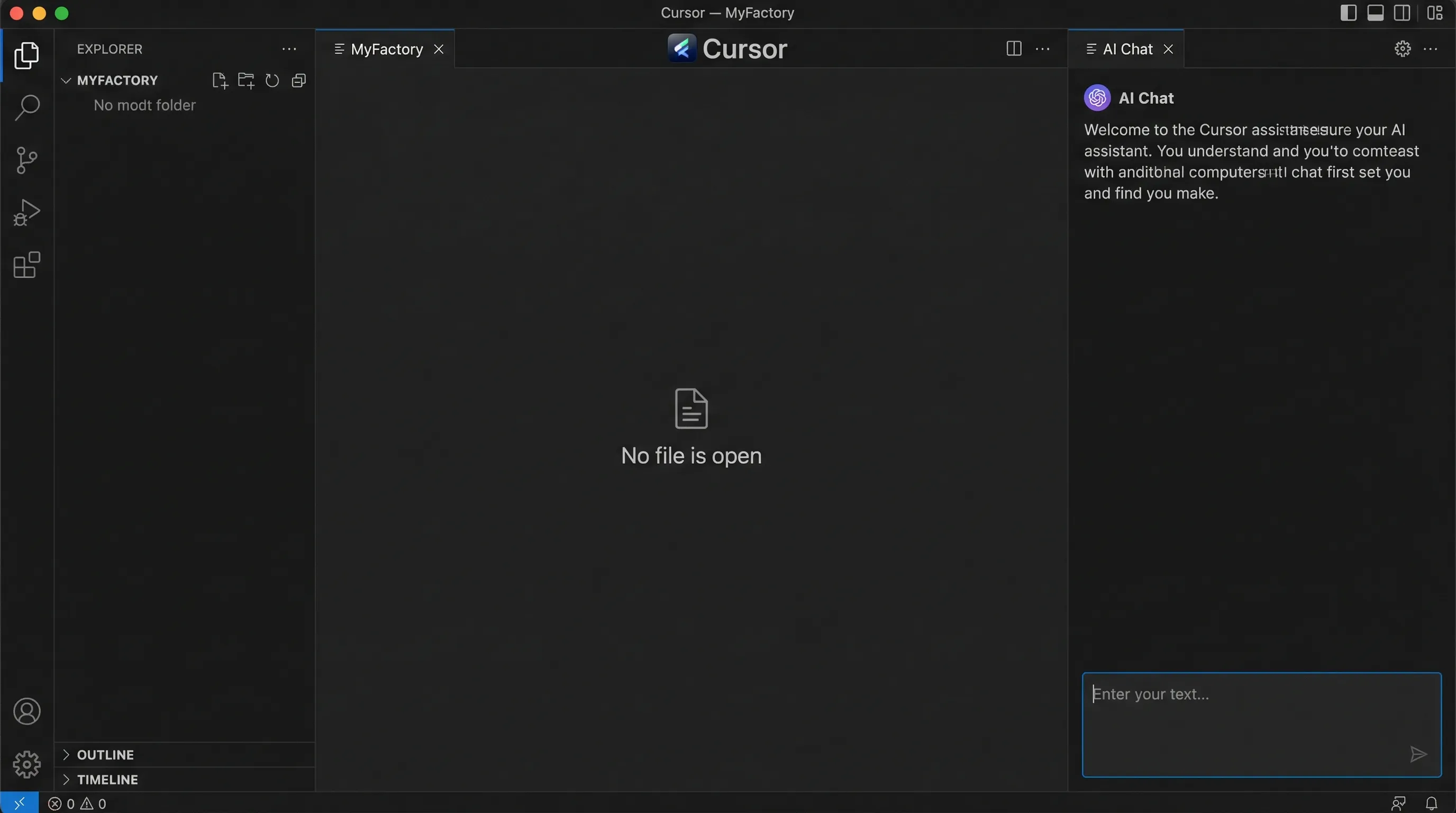 CursorでMyFactoryフォルダを開いた画面