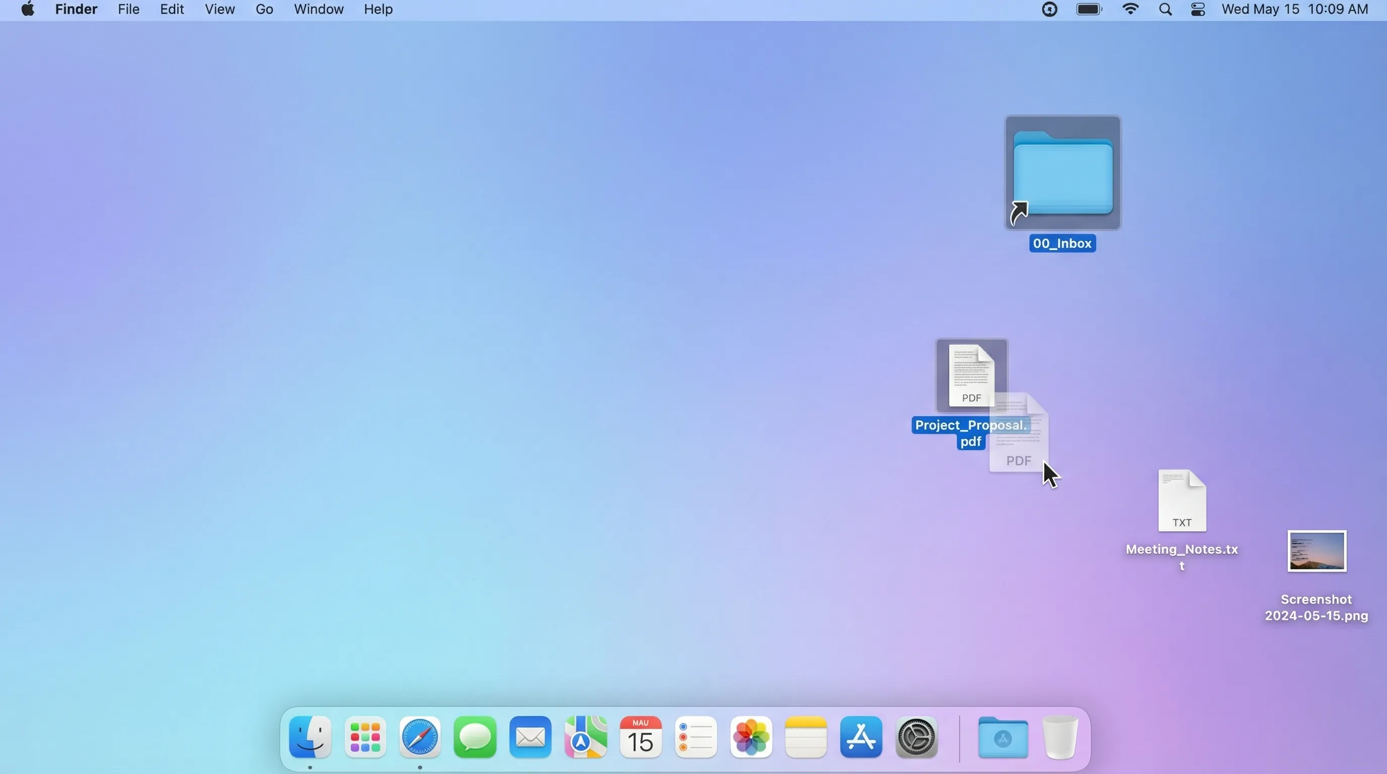 デスクトップに00_Inboxショートカットを配置した画面