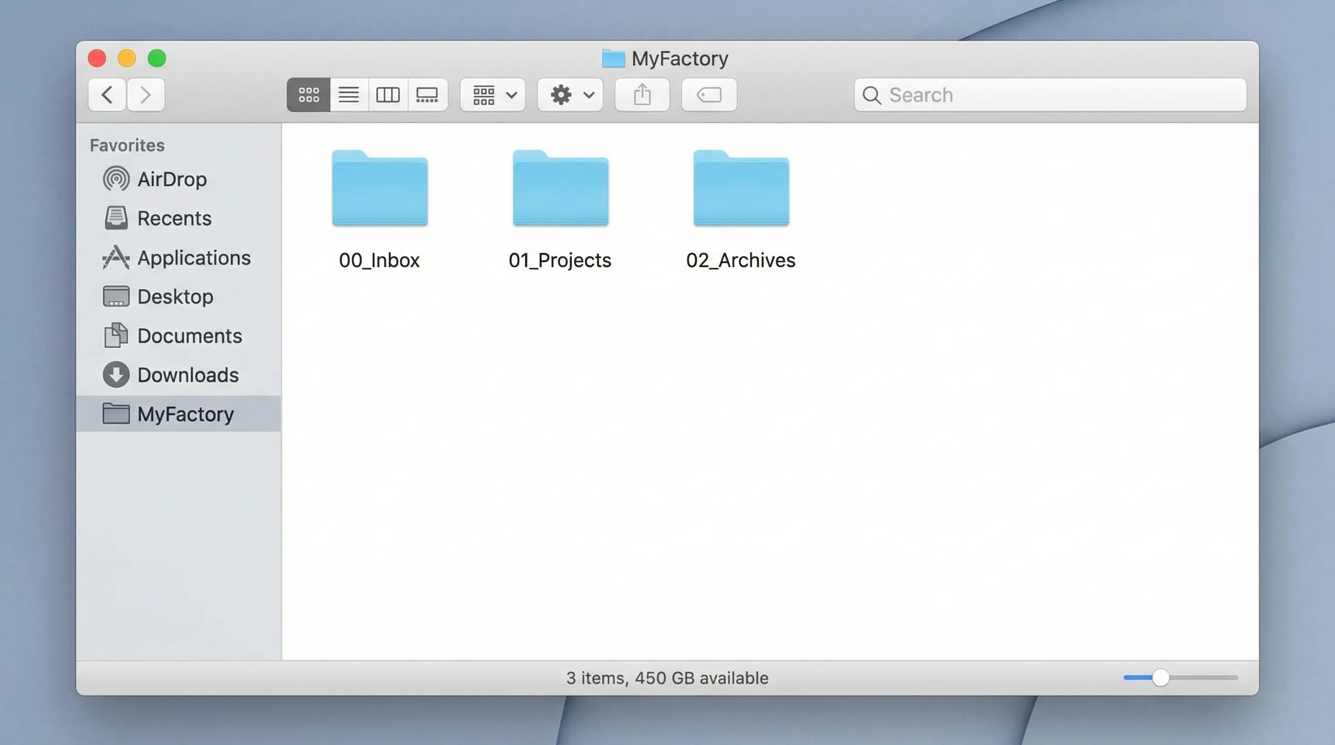 MyFactoryフォルダ直下の最小構成3フォルダ